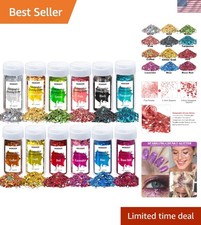 Holographic Chunky Glitter, 12 Colors Sparkle Sequins, Mix Exclusive Polyeste...