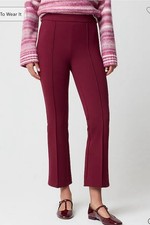 NWT $138 J Crew 12 Burgundy Crop Flare Ponte Pull On Pants US Women's New