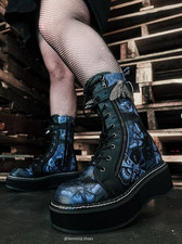 Blue Black Punk Goth Death Butterfly Moth Sku...
