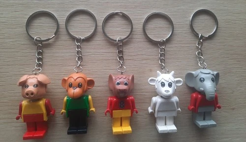 Lot of 5x Vintage Lego Fabuland Keyring Minifigures Key Ring Chain Mini Figures