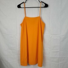 Zara Womens Orange Sleeveless Square Neck Pullover Tank Dress Size Medium