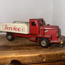 VTG TIN TOY FRICTION WRECKER SERVICE TOW TRUCK  SSS MADE IN JAPAN