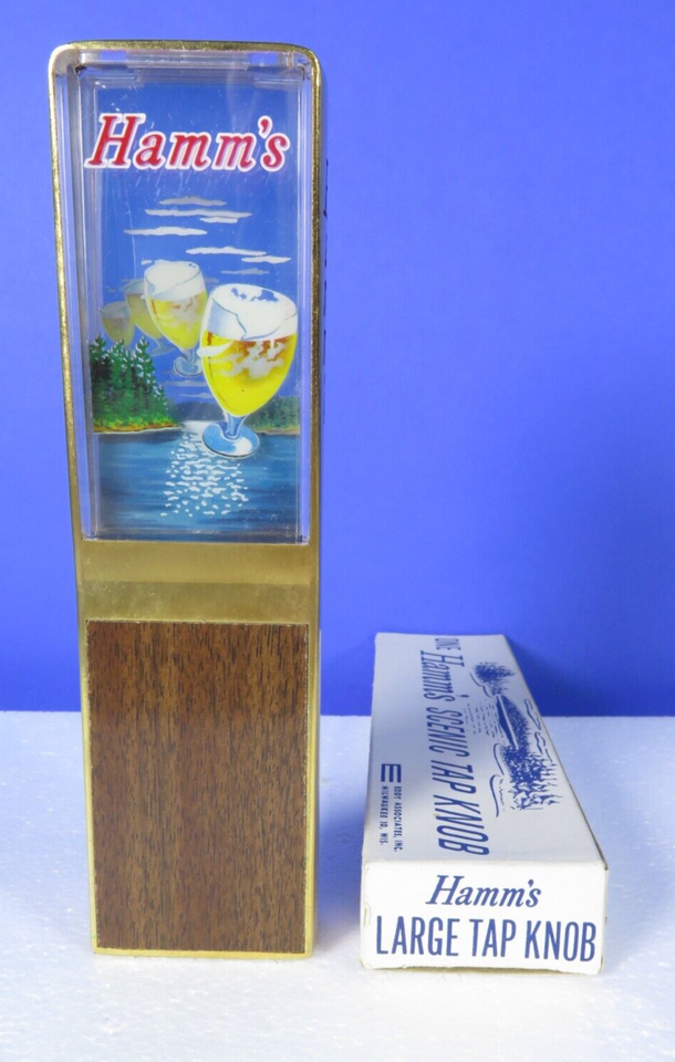 Vtg Hamm's Beer Dancing Goblets tap handle knob w/ original box