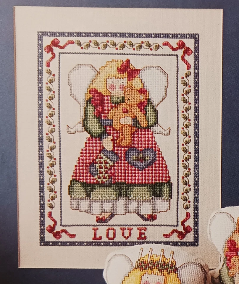 Cross Stitch Pattern LOVE ANGEL Teddy Bear Whimsical Artist Lorraine Birmingham - Image 3 of 4