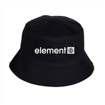 ELEMENT Black W/White Screen Print Logo Men's Bucket Hat/Plaid Reversible