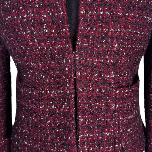 J. Crew Women's Jacket Burgundy Boucle Textured Wool Blend Quiet Luxury Coat 6 - Picture 4 of 8
