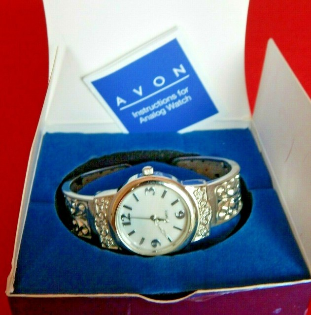 AVON Silvertone Ladies' CUFF Analog Wrist Watch in Original Box eBay