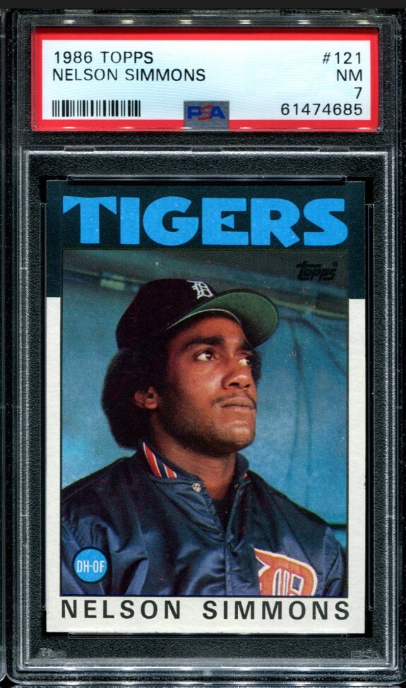 PSA 7 NR MINT 1986 TOPPS NELSON SIMMONS #121 TIGERS 74685 B145 | eBay