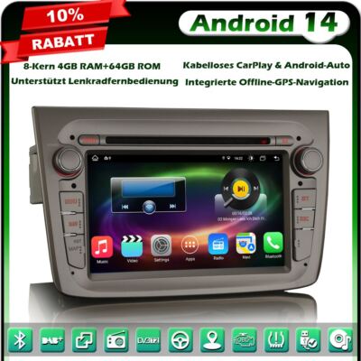 8-Kern Android 14 Autoradio GPS Navi Für Alfa Romeo Mito DAB+DVD CarPlay BT 64GB