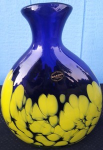 Poland Handmade Art Glass Makora Krosno Unique Swirl Dark Purple Red Handmade Art Glass Handmade Art Glass Art