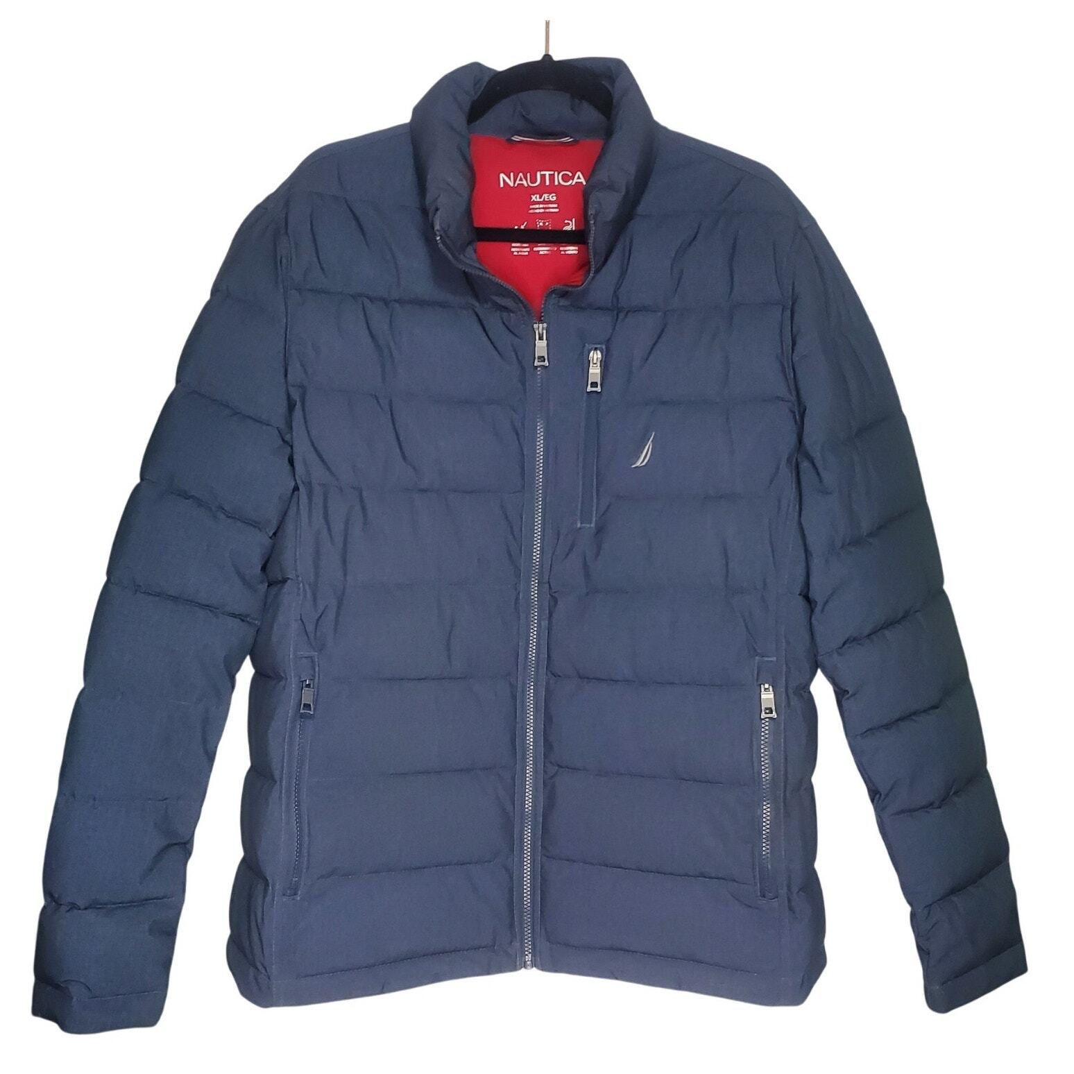 Nautica Mens Navy Water Resistant Puffer Jacket XL Stretch Active Fit