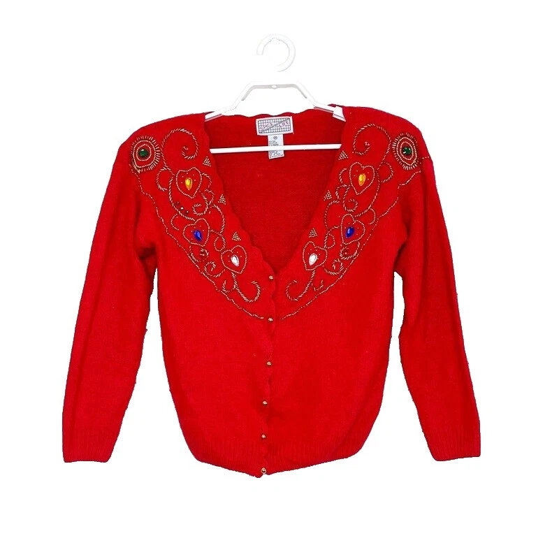 Angorá com miçangas Suéteres Femininos Vintage década de 1980