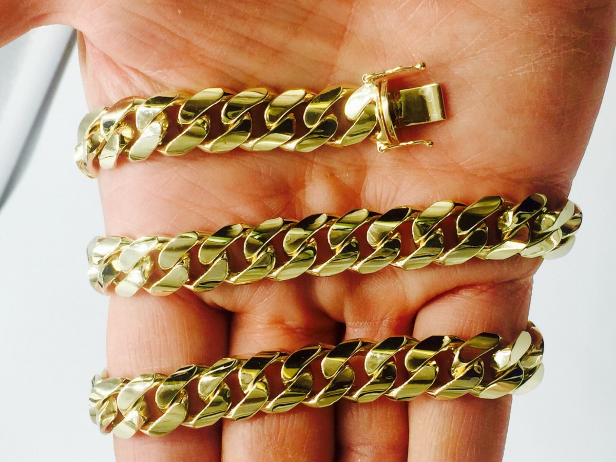 10k Solid Yellow Gold Mens Miami Cuban Curb Link 28