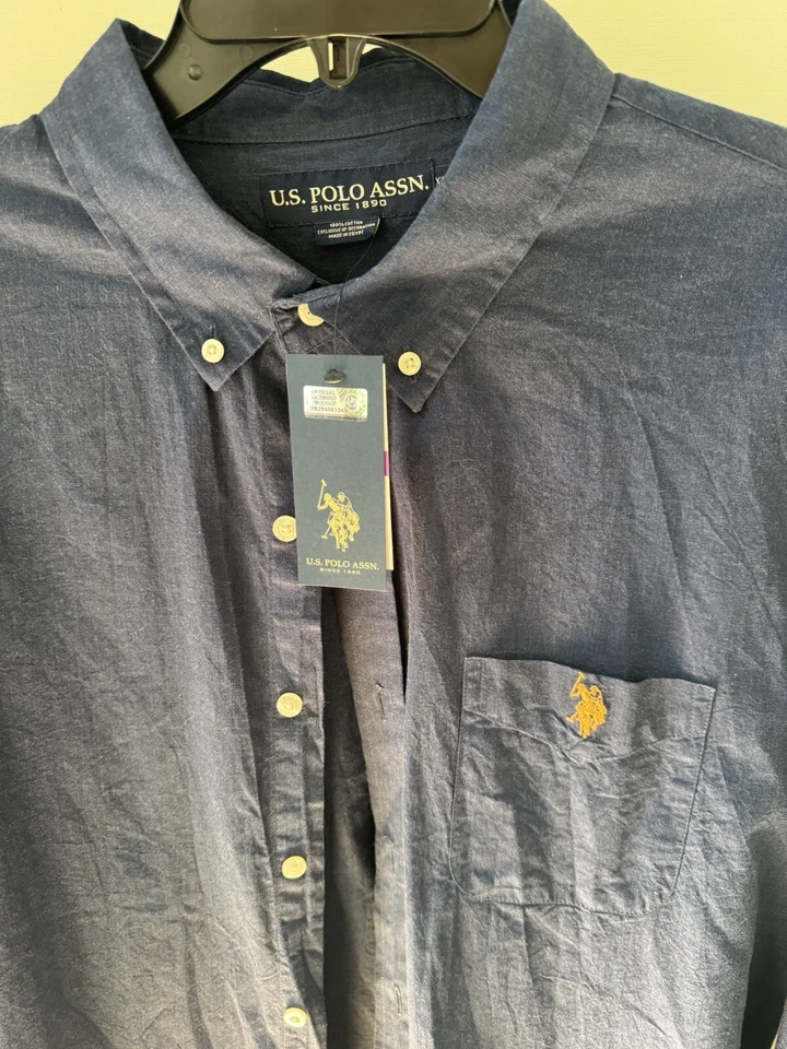 Polo para hombre U.S. Assn. Camisa Oxford Azul Marino Abotonada Talla XXL ¡Nueva Con Etiquetas! Foto 3 de 4