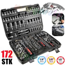 172 STK Knarrenkasten Steckschlüssel Werkzeug Koffer Ratschen Kasten 1/4 3/8 1/2