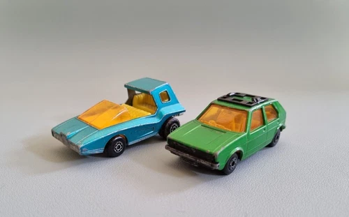 2 x Vintage 1972 1976 Matchbox Superfast No.7 Golf No.37 Coopa Car Figure 70s