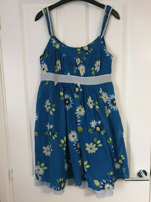 M&S INDIGO COLLECTION BLUE LEMON COTTON FLOWER STRAPPY FLOATY SUMMER DRESS  - 10 | eBay