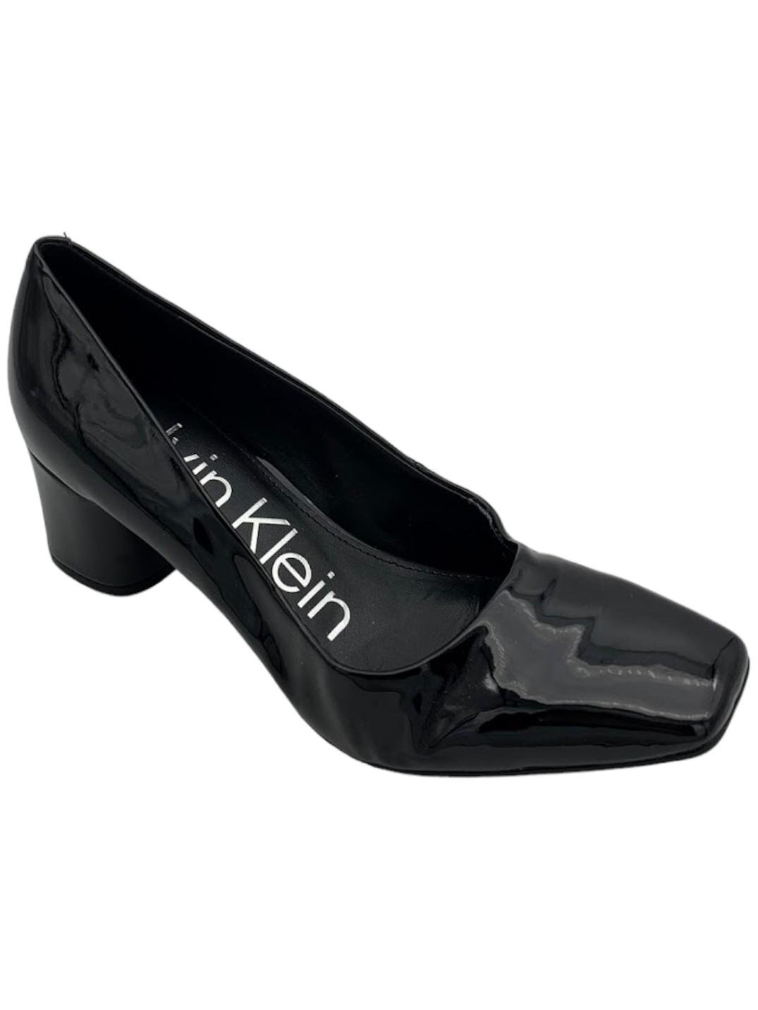 Женские туфли-лодочки Calvin Klein Alanta на блочном каблуке черного цвета 9890₽