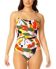Anne Cole Women's Twist-Front Ruched-Waist Swimsuit, Multicolor Size 10, New
