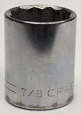 Vintage Craftsman 7/8" SAE 12 Point 1/2" Drive =V= Series Socket Made in USA
