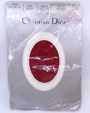 Vintage Christian Dior Panty Hose Red 4329 Tailorette Size 3 Pin Stripe texture