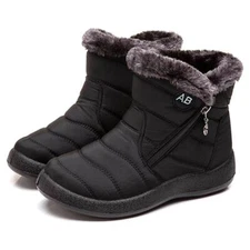 Waterproof Winter Women Shoes Snow Boots Fur-lined Slip On Warm Ankle Size US