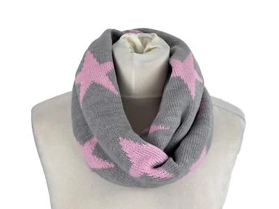 Schal Loop Wendeschal Schlauchschal Damen Grau Rosa Strick Sterne Warm Boom It
