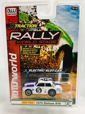 Auto World '70 Datsun 510, White / Purple 5, X-Traction Chassis, New on Card