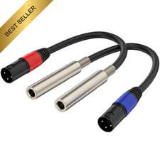 1/4" Female to XLR Male Audio Cable Adapter 1.1 Foot 2 Pack TRS TS OFC Conductor