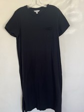 Time and Tru Black Cotton Midi Dress Size L 12/14