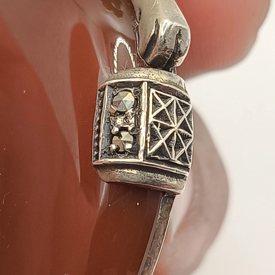 Broche Pantera Vintage Estilo Plata de Ley 925 Topacio Rosa y Ámbar Marrón Raro Foto 4 de 4