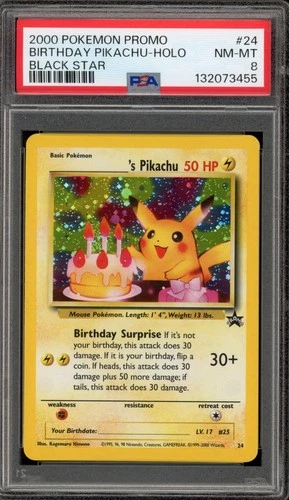 Pokemon Birthday Pikachu Black Star Holo Promo #24 PSA 8