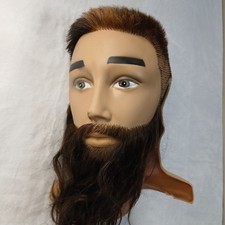 Male Mannequin Head with Hair Beard Flat Top Barber Styling Training Slip On