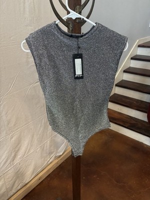 Y2K Nasty Gal Glitter Padded Bodysuit Size 2