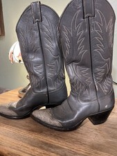 Vintage Justin 4015 Women's Western Equestrian Boots Black Leather Size 6 B