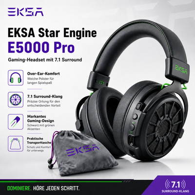 EKSA E5000 Pro Gaming Headset 7.1 Surround NUR Kopfhörer + Tasche