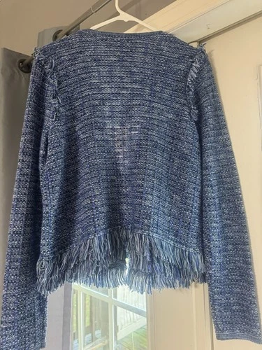 Lilly Pulitzer Blue Simora Fringe Cardigan Women’s L image 4