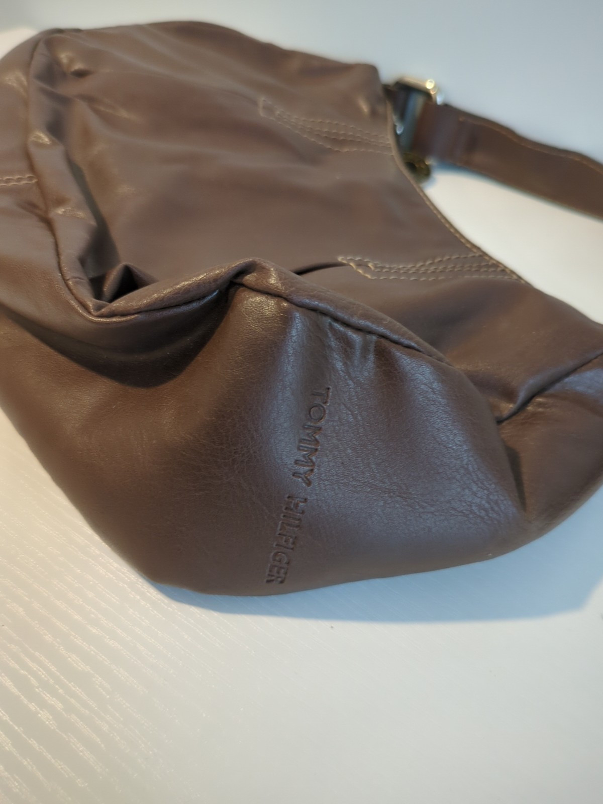 Tommy Hilfiger Signature Logo Vintage Purse Handbag Hobo Shoulder Bag Brown thumbnail 10