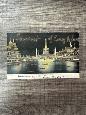Night Scene In Dreamland Litho UND HD MICA Postcard