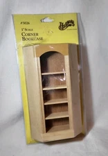 New Houseworks Corner Bookcase #5026 Unfinished New In Package 1:12 Scale