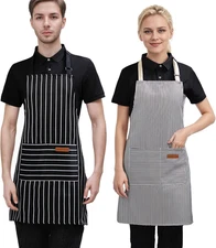 2-Pack Aprons for Women Men with Pockets, Adjustable Bib Kitchen Apron, Chef Apr