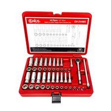Genius Tools 44 Piece 1/4" Dr. Metric & SAE Deep Hand Socket Set - GS-244MS