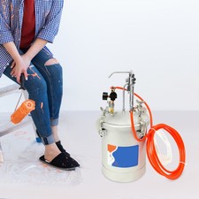 2 Gallon/10L Pressure Tank Pot Air Paint Spray Gun Painter W/ 3mm Nozzle 2 Hoses