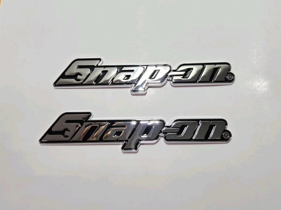 2PK SNAP ON TOOLS LOGO EMBLEM Chrome Badge Decal + 2X Keytags RED Carabiner NEW! - Image 3 of 4