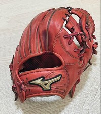 Mizuno Global Elite Infield Baseball Glove Red Softer-Rubber-Ball Used
