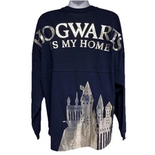 Harry Potter Wizarding World “Hogwarts is My Home” Spirit Jersey Silver Sz XL