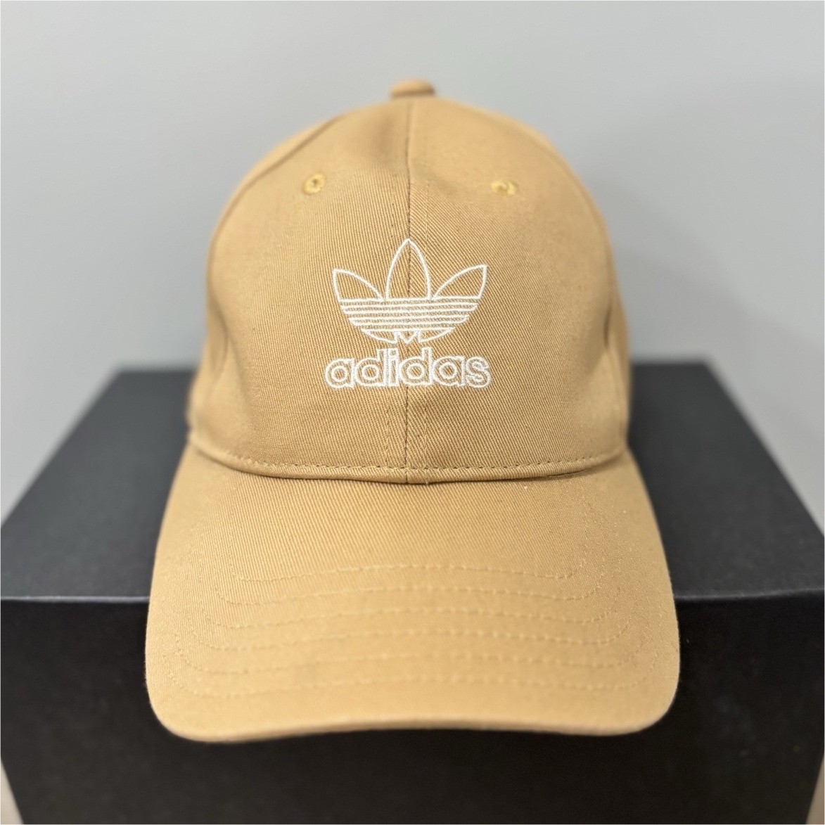 adidas Trefoil Logo Beige Solid Adjustable Baseball Cap Hat 