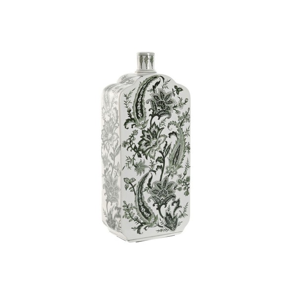 Vase Home Esprit Weiß GrüN Porzellan Pflanzenblatt 21 X 10 X 48 Cm-image