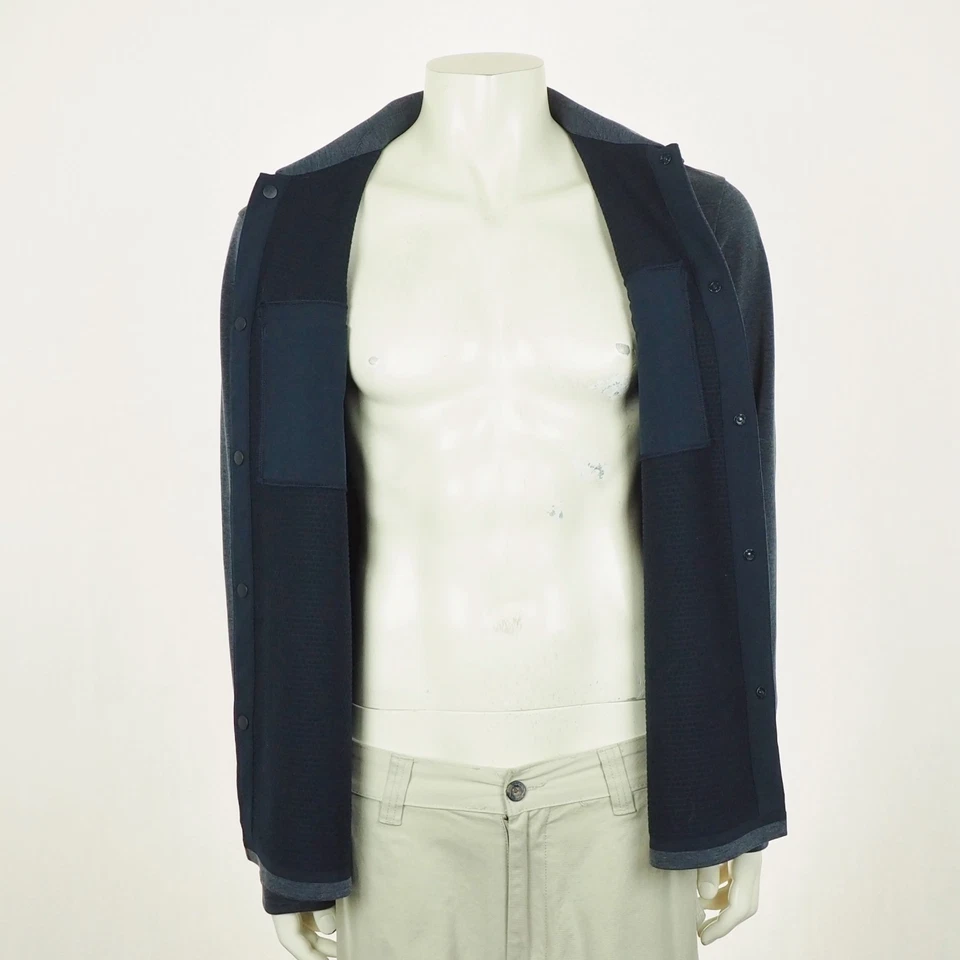 Lululemon Gridliner Fleece Overshirt Snap Flannel Shirt Mens Large Heather Blue - Image 4 of 4