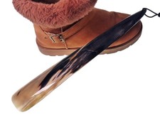 Horn shoehorn shoe horn 35 cm stable stylish grained real cattle horn